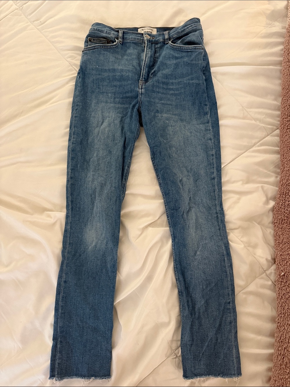 Reformation Medium Wash Straight-Leg Jeans